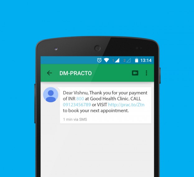 Payment Confirmation SMS for your patients | Practo Product News